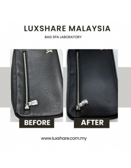 LOUIS VUITTON CLUTCH IN BLACK TAIGA LEATHER NANO RESTORATION 