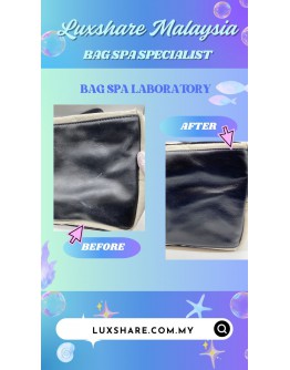 BALENCIAGA NAVY CABAS TOTE BAG (BAG SPA CLEANING,COLOR TOUCP UP)