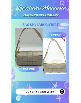 BOTTEGA VENETA CASSETTE SHOULDER BAG IN WHITE  (BAG SPA CLEANING, NANO RESTORATION)