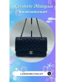 CHANEL CLASSIC DOUBLE FLAP SHOULDER BAG IN BLACK QUILTED CAVIAR LEATHER (BAG SPA CLEANING,TOUCH UP CORNER PART)