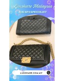 CHANEL BOY FLAP BAG IN BLACK LEATHER (BAG SPA CLEANING,COLOR TOUCH UP)