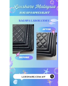 CHANEL BOY FLAP BAG IN BLACK LEATHER (BAG SPA CLEANING,COLOR TOUCH UP)