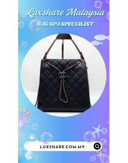 CHANEL CC BUCKET BAG CAVIAR LEATHER IN BLACK (BAG SPA CLEANING,NANO RESTORATION)