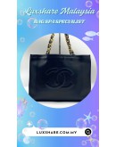 CHANEL BLACK LAMBSKIN CC MARK CHUNKY CHAIN TOTE (BAG SPA CLEANING,COLOR TOUCP UP)