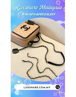 CHANEL FILIGREE VANITY CASE IN A BEIGE AND BLACK CAVIAR (BAG SPA CLEANING,COLOR TOUCP UP)