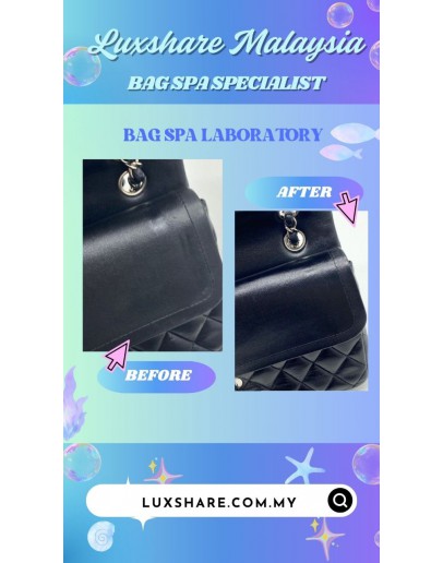 CHANEL CLASSIC JUMBO DOUBLE FLAP BAG IN BLACK PATENT LEATHER (BAG SPA CLEANING,TREATMENT AND CARE)