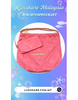 CHANEL 22 HANDBAG IN PINK SHINY CALFSKIN (BAG SPA CLEANING,NANO RESTORATION)