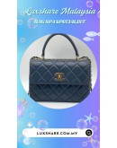 CHANEL BLUE QUILTED LAMBSKIN SMALL CC TOP HANDLE BAG (BAG SPA CLEANING,GOLD PLATED)