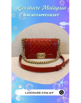 CHANEL BOY BAG IN RED QUILTED LEATHER (BAG SPA CLEANING,TREATMENT AND CARE)