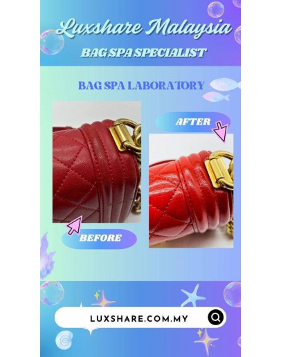 CHANEL BOY BAG IN RED QUILTED LEATHER (BAG SPA CLEANING,TREATMENT AND CARE)