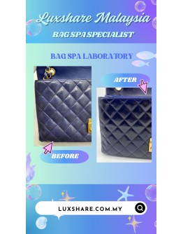 CHANEL BLACK PATENT LEATHER FLAP BAG (BAG SPA CLEANING,NANO RESTORATION)