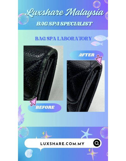 CHANEL CLASSIC FLAP CARD HOLDER IN BLACK CAVIAR LEATHER (BAG SPA CLEANING,COLOR TOUCH UP)