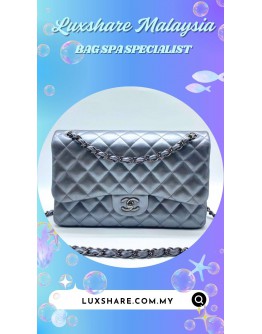 CHANEL CLASSIC FLAP BAG IN SILVER (BAG SPA CLEANING, TREATMENT&CARE)