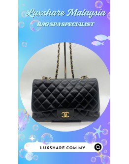 CHANEL JUMBO DOUBLE FLAP SHOULDER BAG IN BLACK (NANO RESTORATION, BAG SPA CLEANING)
