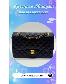 CHANEL LAMBSKIN CLASSIC BLACK (LEATHER REPLACEMENT, BAG SPA CLEANING)