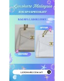 CHANEL WHITE CAVIAR LEATHER CHAIN TOTE BAG (BAG SPA CLEANING,TREATMENT&CARE)