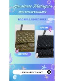 CHANEL REISSUE 2.55 FLAP BAG BLACK PATENT LEATHER (BAG SPA CLEANING,LEATHER REPLACEMENT)