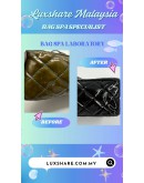 CHANEL REISSUE 2.55 FLAP BAG BLACK PATENT LEATHER (BAG SPA CLEANING,LEATHER REPLACEMENT)