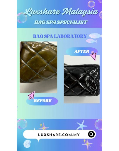 CHANEL REISSUE 2.55 FLAP BAG BLACK PATENT LEATHER (BAG SPA CLEANING,LEATHER REPLACEMENT)