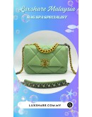 CHANEL 19 SMALL LAMBSKIN LEATHER HANDBAG IN PISTACHIO GREEN HUE (BAG SPA CLEANING,TREATMENT AND CARE)