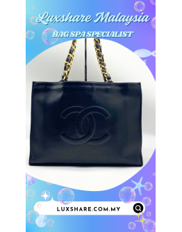 CHANEL VINTAGE TOTE BAG IN BLACK AND GOLD HARDWARE " NANO RESTORE HARDWARE REPLACEMENT AND BAG SPA SERVICE"