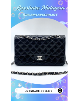 CHANEL MEDIUM CALF SKIN FLAP BAG SILVER HARDWARE" BAG SPA SERVICE AND TREATMENT LEATHER"