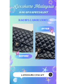 CHANEL MEDIUM CALF SKIN FLAP BAG SILVER HARDWARE" BAG SPA SERVICE AND TREATMENT LEATHER"