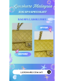CHANEL CLASSIC MEDIUM DOUBLE FLAP IN METALLIC YELLOW" NANO RESTORE AND TREATMENT LEATHER"