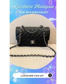 CHANEL BLACK CAVIAR LEATHER CLASSIC MEDIUM DOUBLE FLAP SLIVER CHAIN BAG "NANO RESTORE AND BAG SPA"