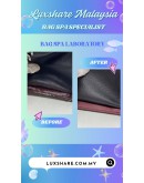 CHANEL QUILTED MEDIUM CC BUCKET BAG WITH CHAIN STRAP IN BLACK CAVIAR LEATHER AND MAROON CALFSKIN LEATHER'' LEATHER REPLAMENT AND NANO RESTORE''