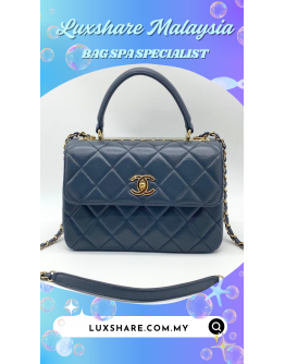 CHANEL TRENDY CC FLAP WITH TOP HANDLE LAMBSKIN LEATHER" NANO RESTORE AND GOLD PLATED"