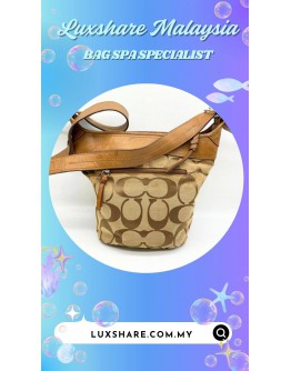COACH VINTAGE SIGNATURE F13358 BROWN CANVAS HOBO SHOULDER BAG (BAG SPA CLEANING,TREATMENT AND CARE)