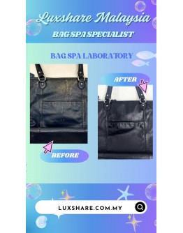 COACH DAISY EMMA BLACK LEATHER SHOULDER BAG (BAG SPA CLEANING, NANO RESTORATION)