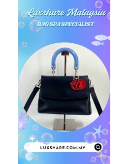 CHRISTIAN DIOR BE DIOR TOP HANDLE BAG IN BLACK LEATHER (BAG SPA CLEANING,TREATMENT&CARE)