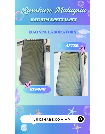 CHRISTIAN DIOR BLUE OMBRÉ LIZARD MEDIUM LADY DIOR TOTE BAG (BAG SPA CLEANING,TREATMENT&CARE)