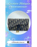 DIOR SADDLE CHAIN POUCH IN BLUE DIOR OBLIQUE JACQUARD (BAG SPA CLEANING,CHAIN REPLACEMENT)