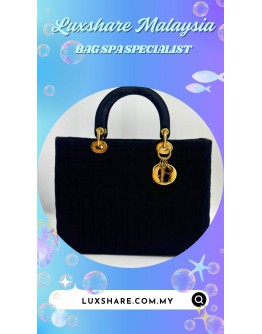 LADY DIOR HANDBAG BLACK LEATHER (BAG SPA CLEANING, OIL EDGE)