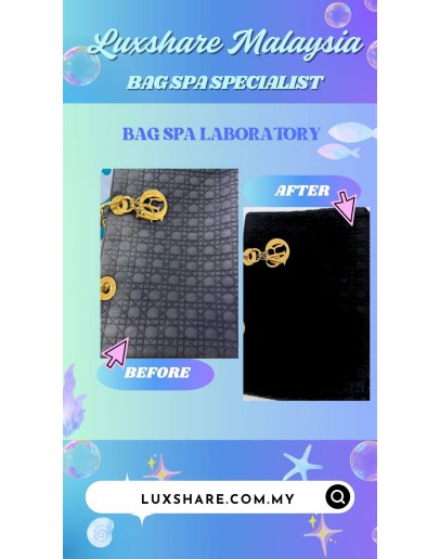 LADY DIOR HANDBAG BLACK LEATHER (BAG SPA CLEANING, OIL EDGE)