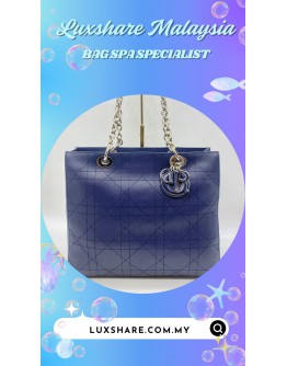 CHRISTIAN DIOR ULTRADOOR CANNAGE LEATHER TOTE BAG IN BLUE (TOUCH UP CORNER PART, NANO RESTORATION)