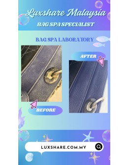 CHRISTIAN DIOR ULTRADOOR CANNAGE LEATHER TOTE BAG IN BLUE (TOUCH UP CORNER PART, NANO RESTORATION)