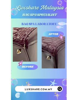 CHRISTIAN DIOR LADY DIOR MEDIUM OMBRÉ PATENT LEATHER CANNAGE BAG (BAG SPA CLEANING,NANO RESTORATION)