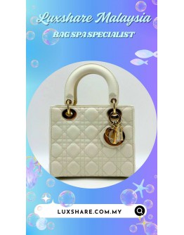 CHRISTIAN DIOR WHITE SMALL LADY DIOR MY ABCDIOR BAG (BAG SPA CLEANING,TREATMENT AND CARE)