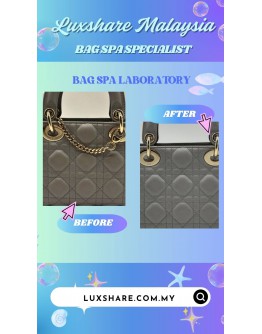 CHRISTIAN DIOR MINI LADY DIOR BAG IN GREY LAMBSKIN (BAG SPA CLEANING,TREATMENT AND CARE)