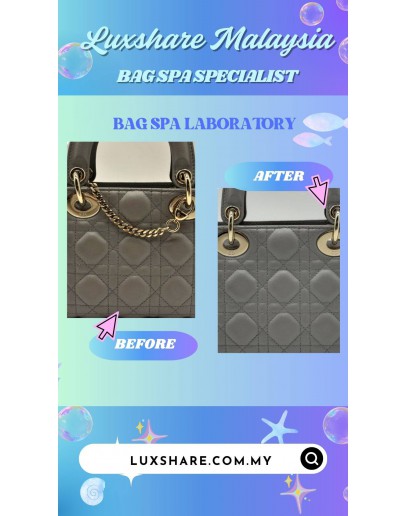 CHRISTIAN DIOR MINI LADY DIOR BAG IN GREY LAMBSKIN (BAG SPA CLEANING,TREATMENT AND CARE)