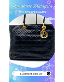 CHRISTIAN DIOR TOTE SHOULDER BAG IN BLACK CANNAGE LEATHER" NANO RESTORE GOLD PLATED AND BAG SPA SERVICE"