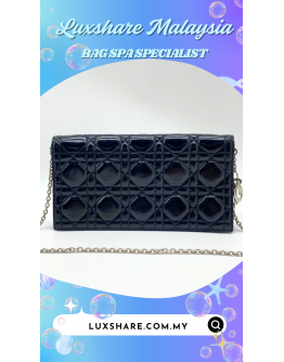 CHRISTIAN DIOR WOC IN BLACK CANNAGE PATENT LEATHER WITH SILVER HARDWARE"NANO RESTORE AND BAG SPA SERVICE"