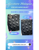 CHRISTIAN DIOR LADY DIOR MEDIUM IN BLACK LAMBSKIN LEATHER WITH SILVER HARDWARE INCLUDES WITH TWO STRAP LEATHER AND CANVAS" HARDWARE POLISH AND BAG SPA SERVICE"