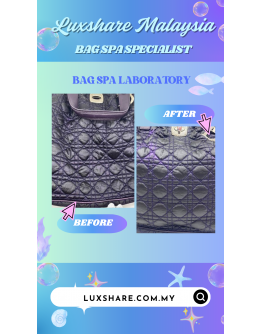 CHRISTIAN DIOR HOBO TOP HANDLE AND SHOULDER BAG IN PURPLE CANNAGE NYLON AND CALFSKIN LEATHER" NANO RESTORE AND BAG SPA SERVICE"