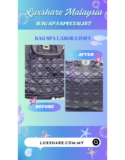 CHRISTIAN DIOR HOBO TOP HANDLE AND SHOULDER BAG IN PURPLE CANNAGE NYLON AND CALFSKIN LEATHER" NANO RESTORE AND BAG SPA SERVICE"