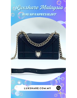 CHRISTIAN DIOR DIORAMA CROSSBODY BAG IN BLACK AND SILVER HARDWARE" NANO RESTORE AND BAG SERVICE"